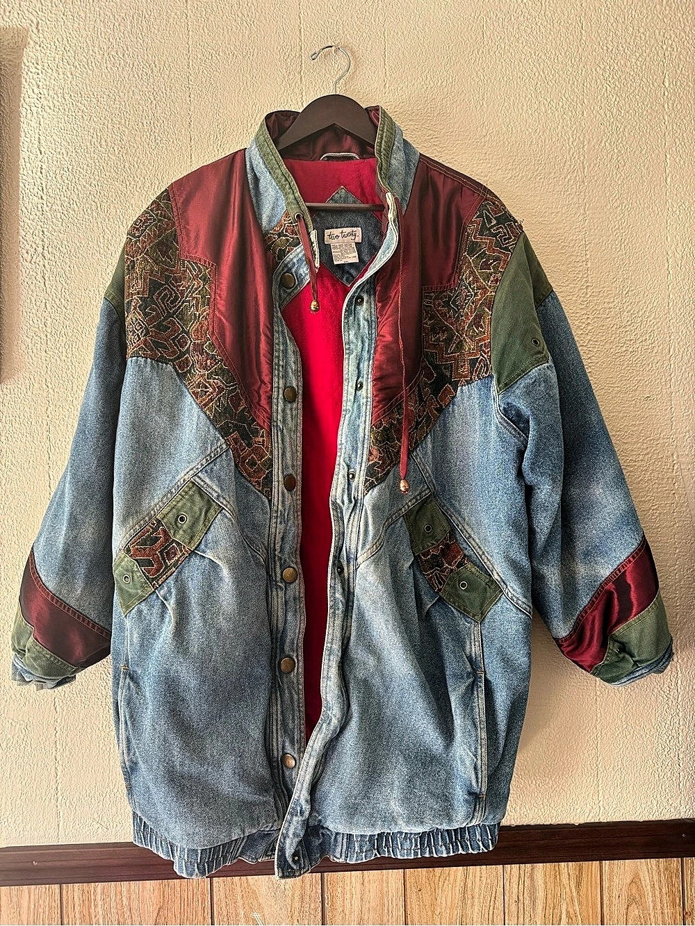 Rare Vintage Two Twenty Patchwork Denim Jacket 2XL